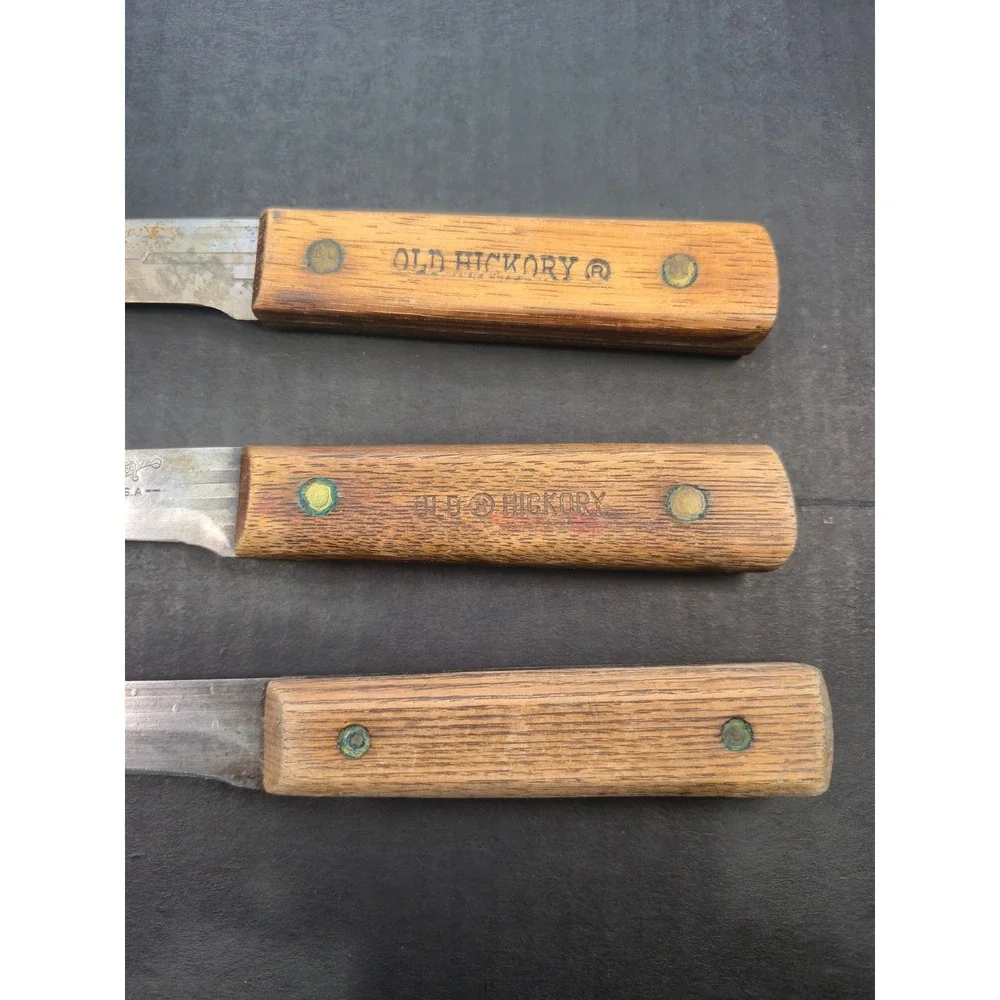 3 Vintage Old Hickory Ontario Knife Co & Forgecraft Carbon Steel Paring Knives